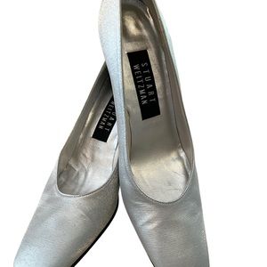 Stuart Weitzman Silver Matte Lame Heels